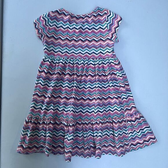 fabkids Multicoloured Zig Zag Striped Dress  size M - Picture 2 of 4